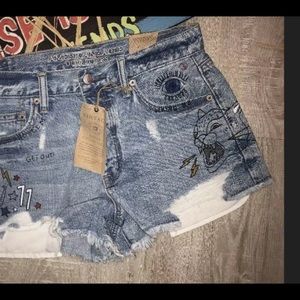 American Eagle Stretch Hi-Rise 6 Shorts Blue Denim